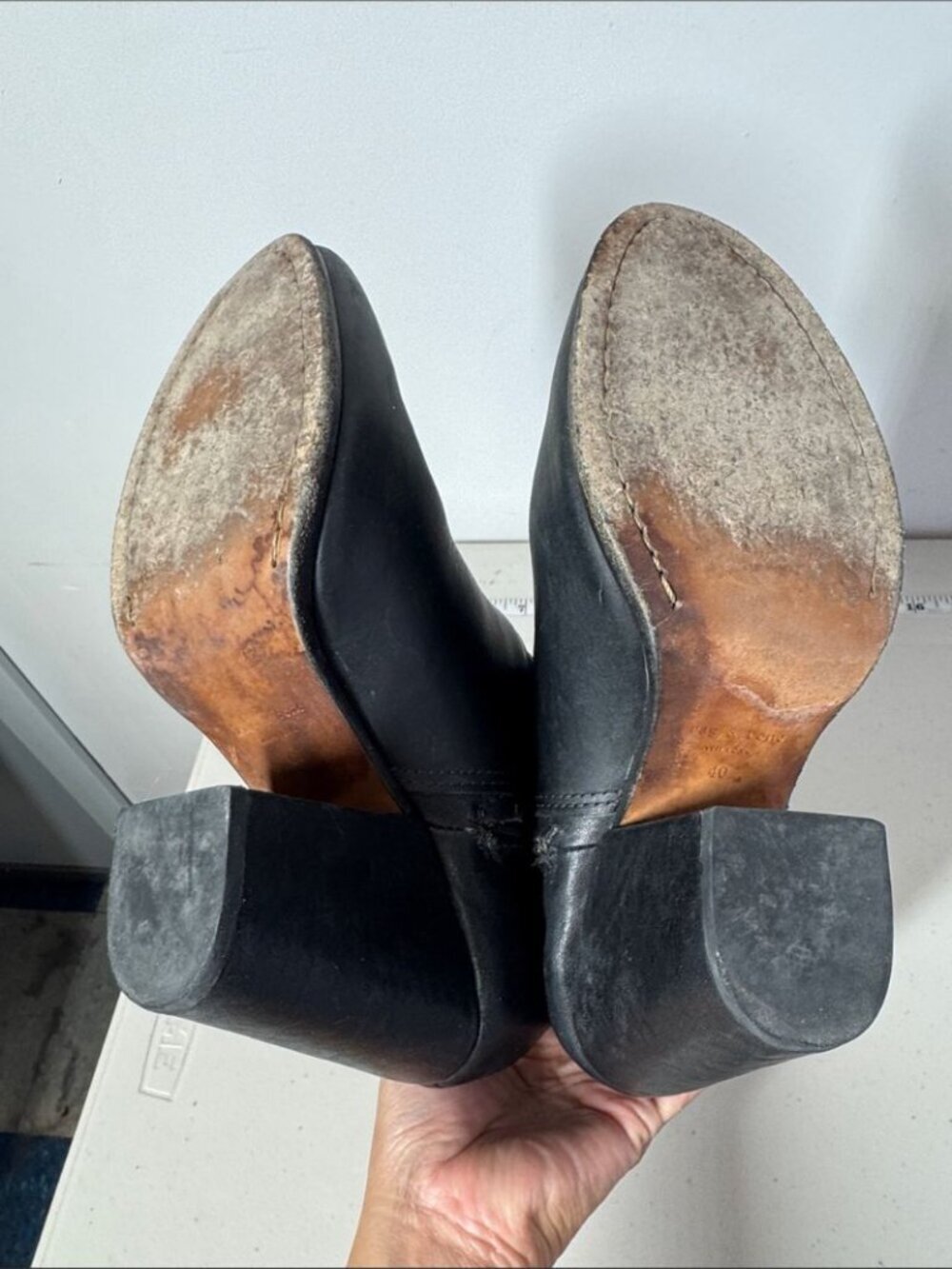 Rag & Bone Leather Ankle Boots Black EU 40 Block Heel Minimalist Chic Western - Picture 9 of 16